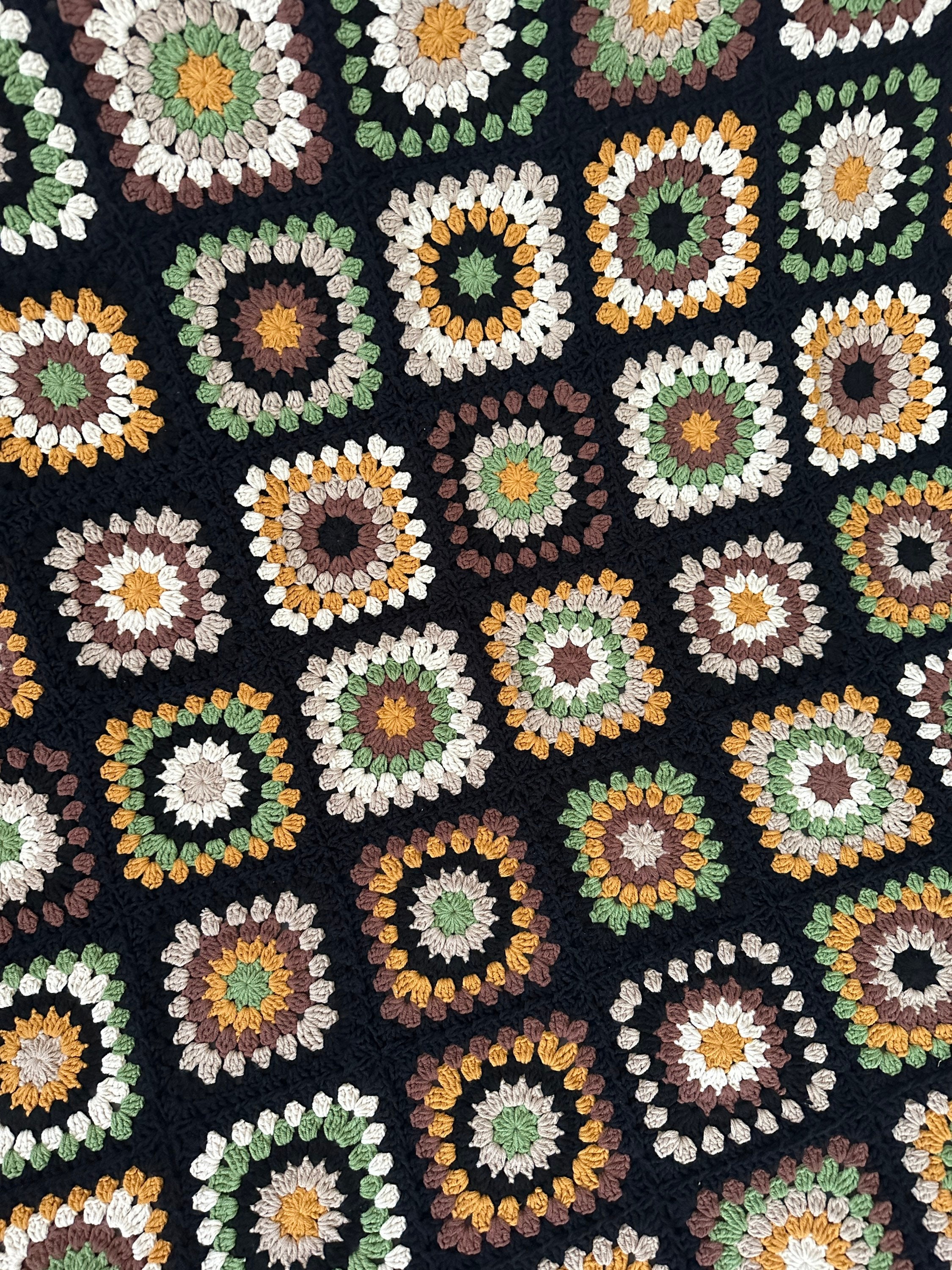 Ready To Ship - Granny Square Couch Blanket, Afghan Crochet Boho Sofa Cover, Tv Throw Blanket, Co... — photo 3 of 10