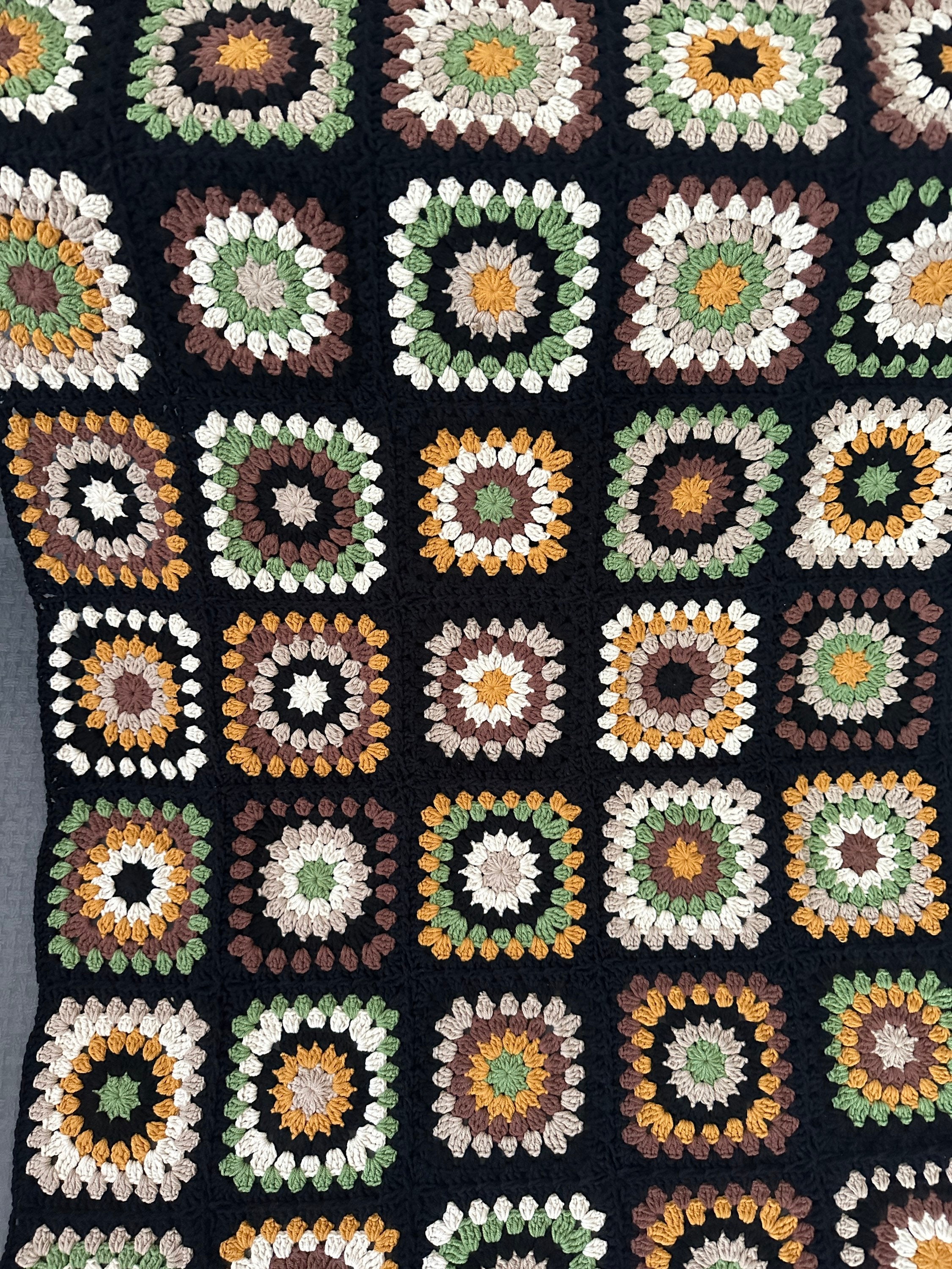 Ready To Ship - Granny Square Couch Blanket, Afghan Crochet Boho Sofa Cover, Tv Throw Blanket, Co... — photo 5 of 10