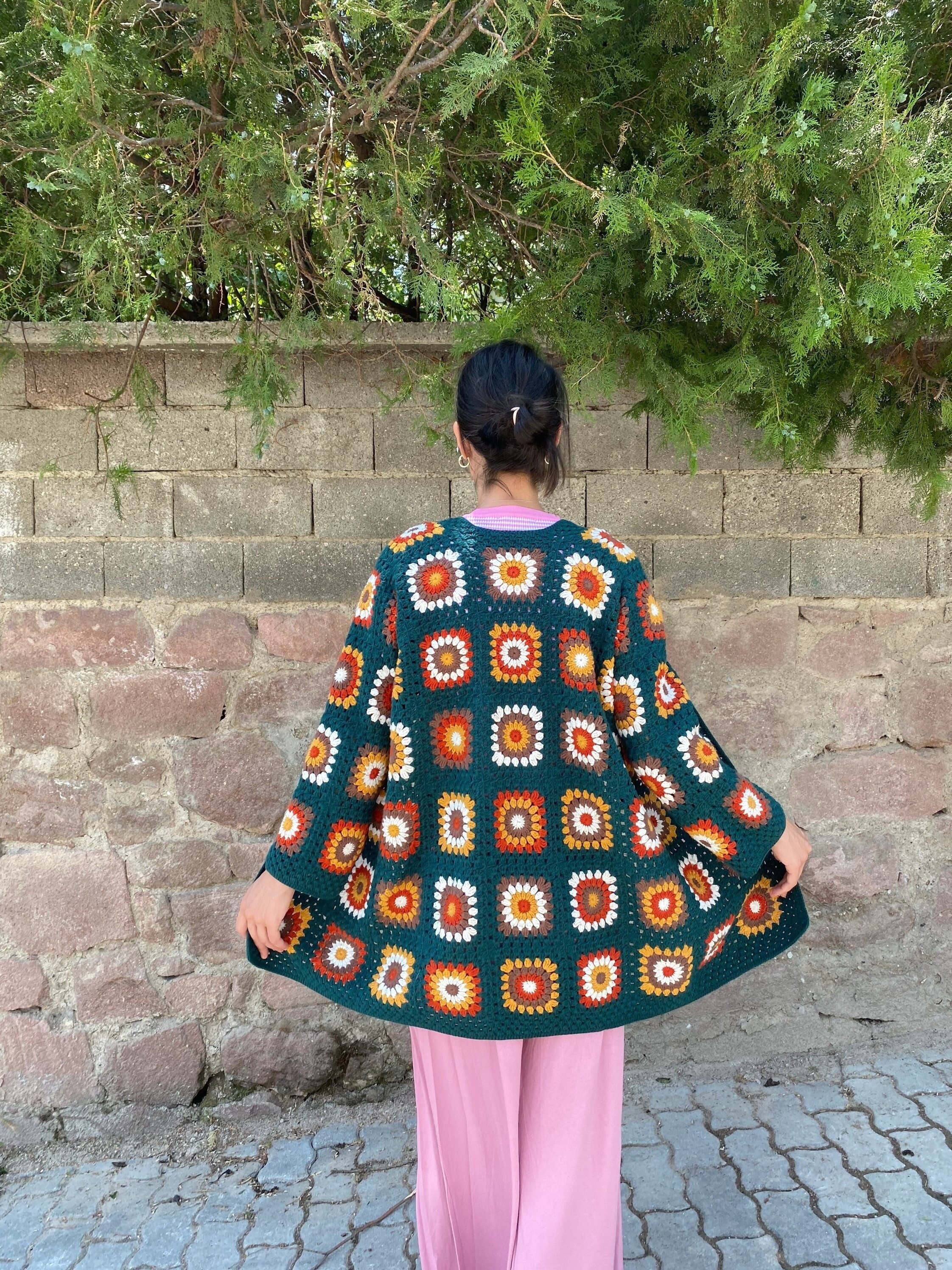 Ready To Ship - Granny Square Crochet Cardigan, Granny Square Coat, Afghan Coat, Boho Jacket, Gra... — photo 7 of 10