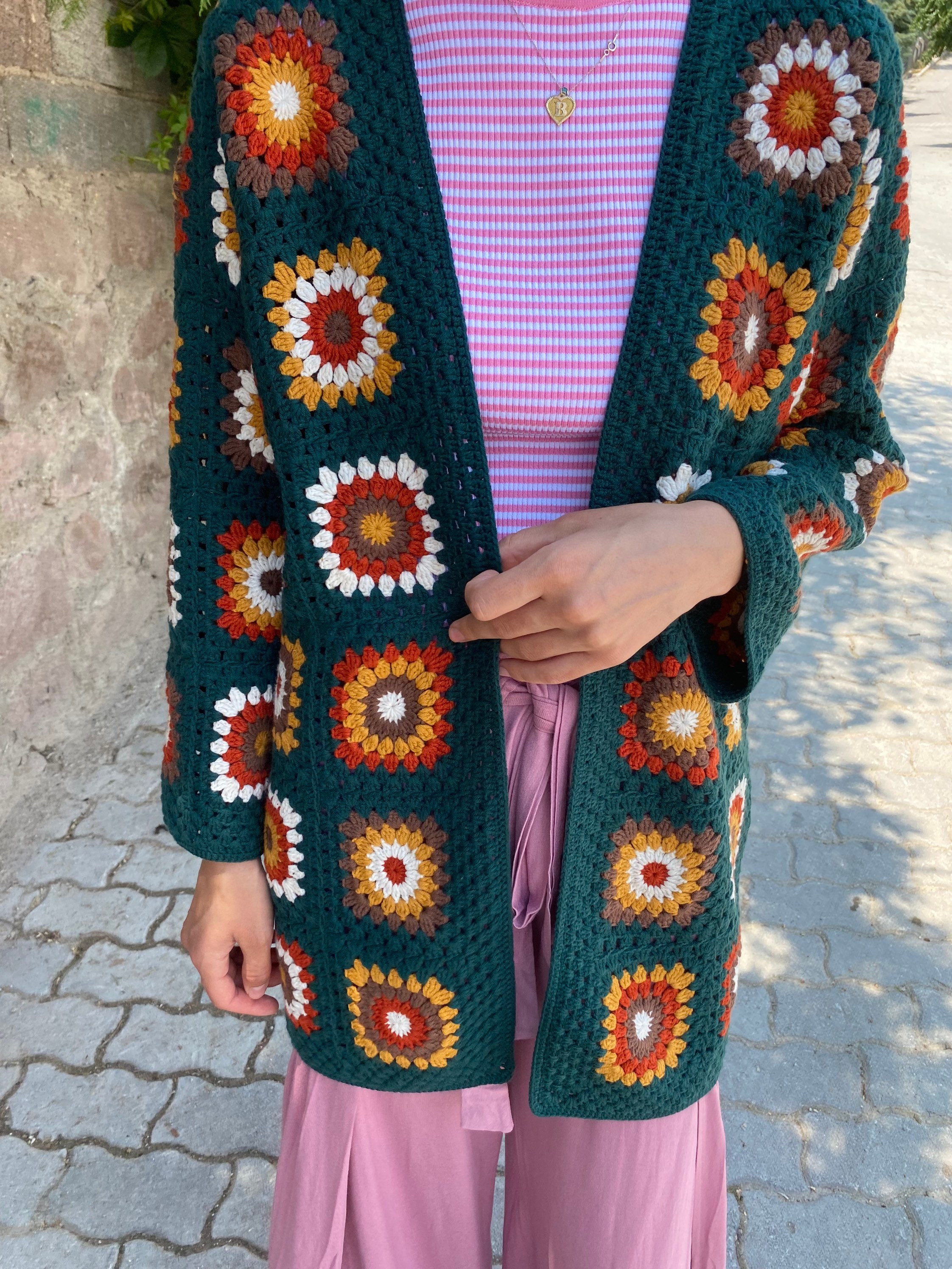 Ready To Ship - Granny Square Crochet Cardigan, Granny Square Coat, Afghan Coat, Boho Jacket, Gra... — photo 4 of 10