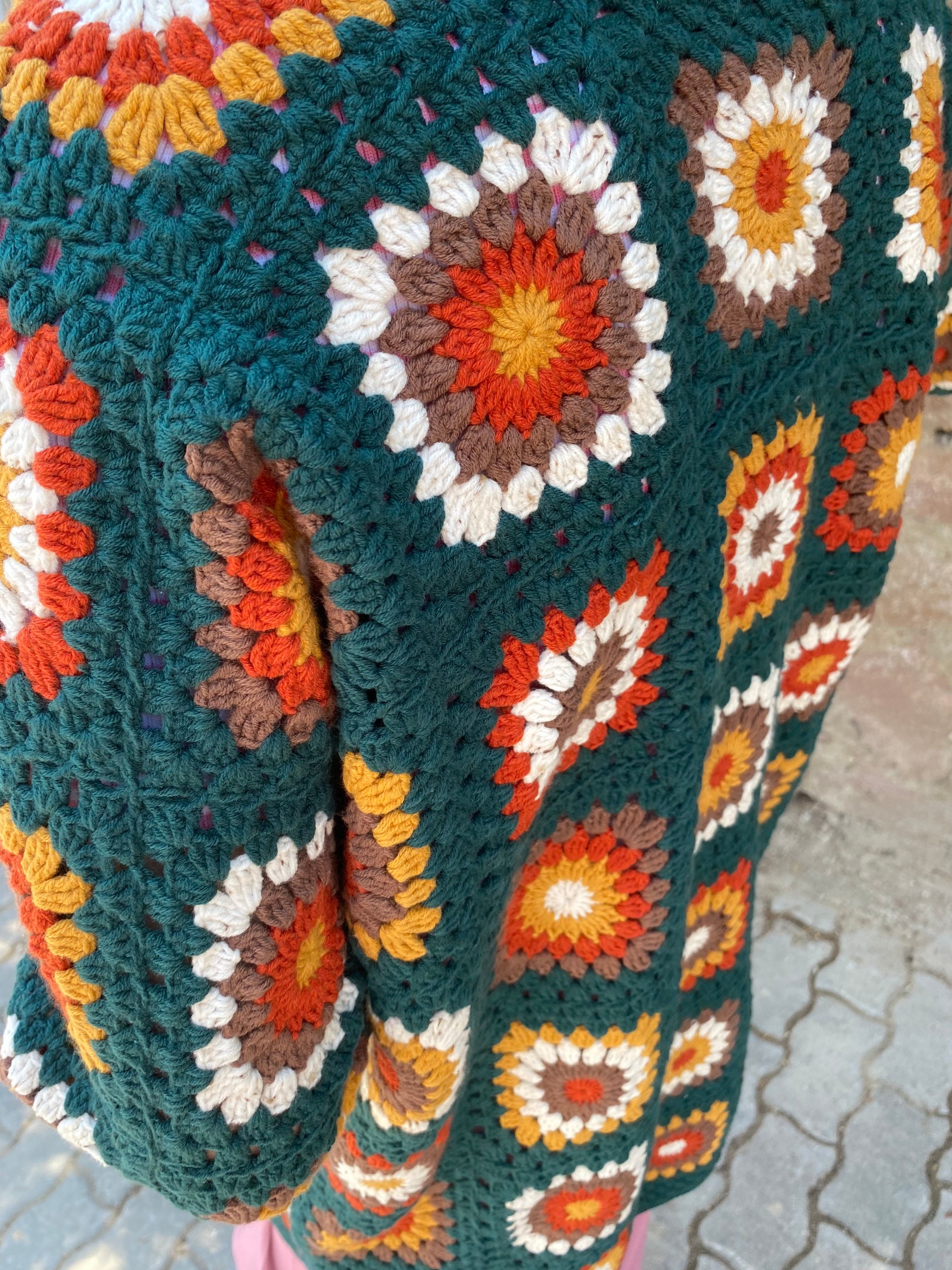 Ready To Ship - Granny Square Crochet Cardigan, Granny Square Coat, Afghan Coat, Boho Jacket, Gra... — photo 2 of 10