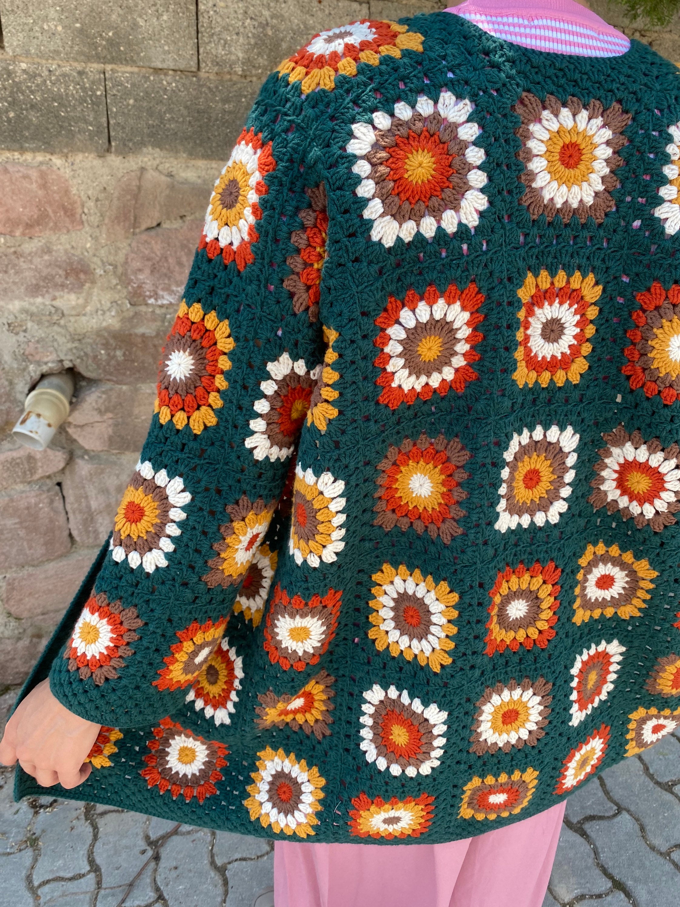 Ready To Ship - Granny Square Crochet Cardigan, Granny Square Coat, Afghan Coat, Boho Jacket, Gra... — photo 6 of 10