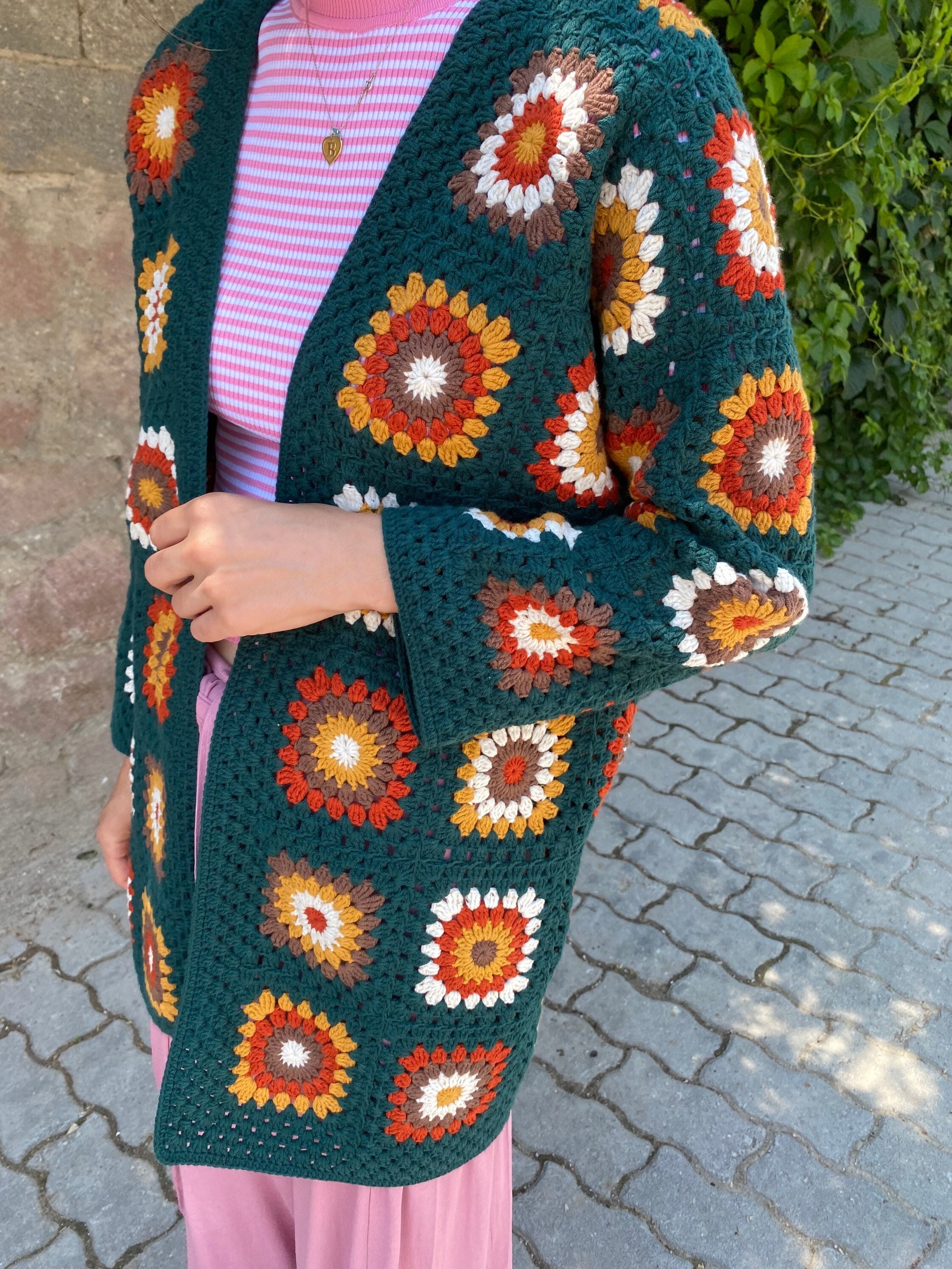 Ready To Ship - Granny Square Crochet Cardigan, Granny Square Coat, Afghan Coat, Boho Jacket, Gra... — photo 5 of 10