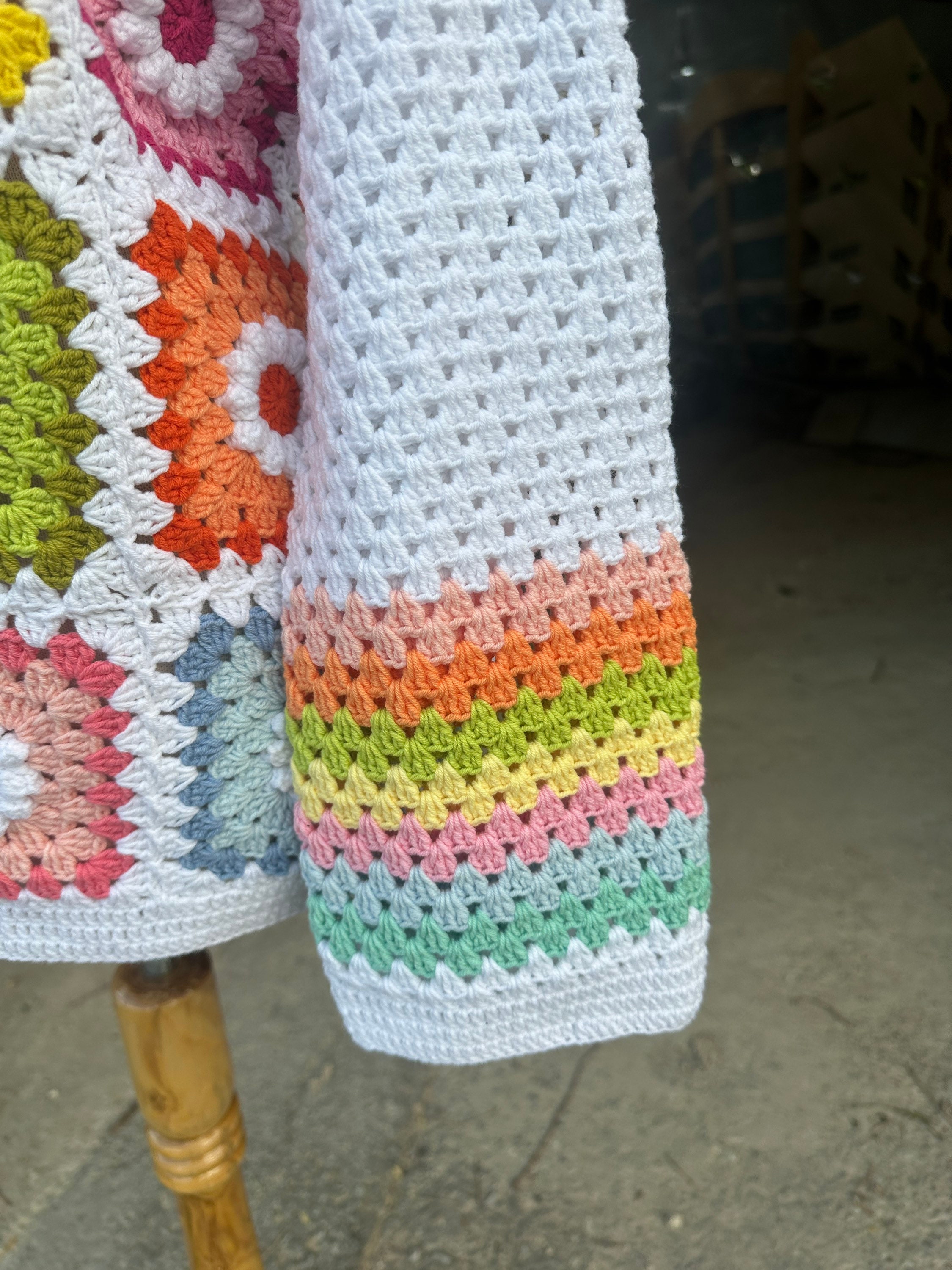 Ready To Ship - Granny Square Daisy Cardigan, Afghan Flower Sweater, Granny Square Jacket, Knit Afghan Crochet Cardigan, Patchwork Jacket