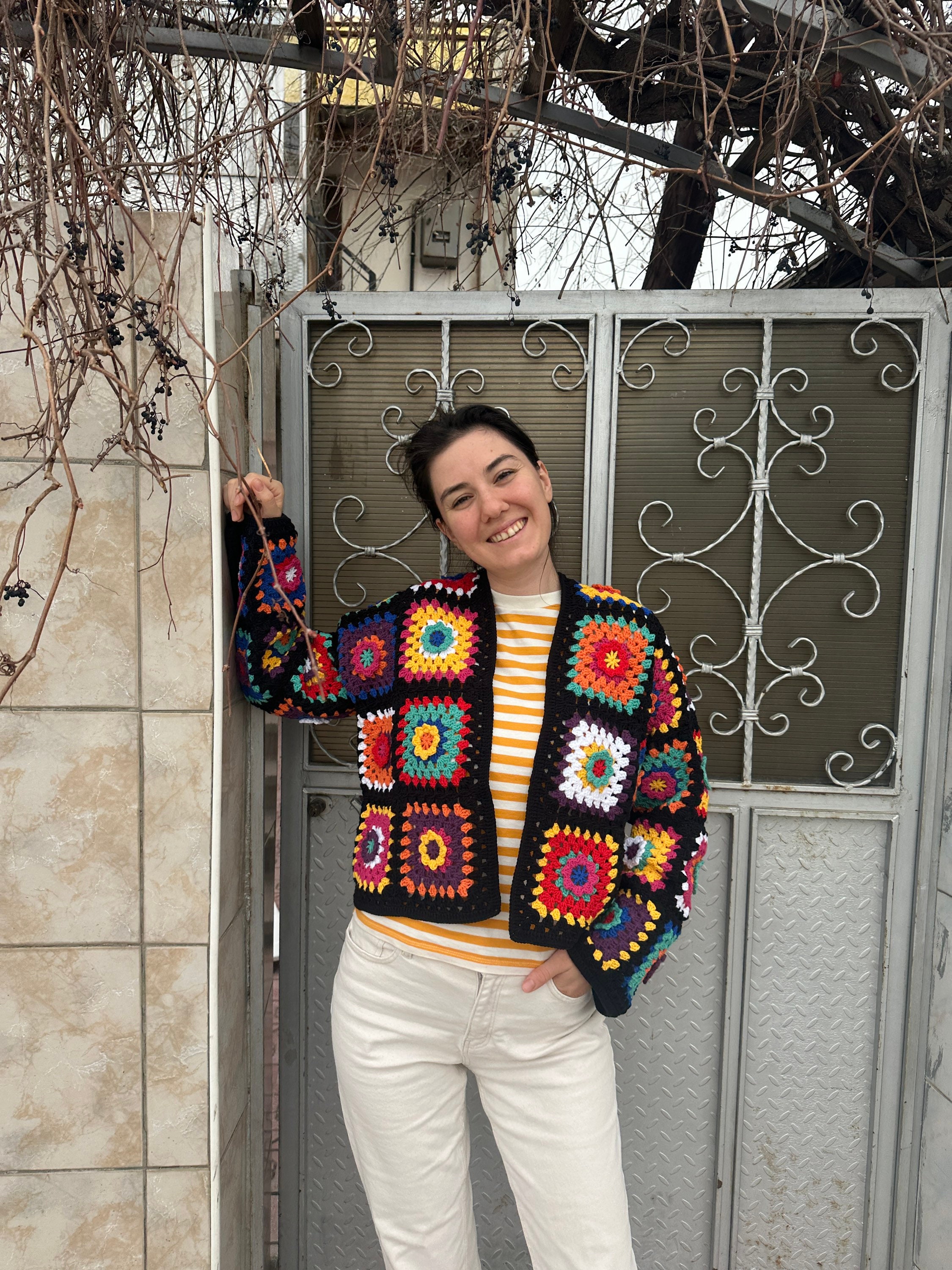 Ready to Ship - Granny Square Sweater, Patchwork Jacket, Afghan Boho Floral Sweater, Crochet Card... — photo 3 of 10