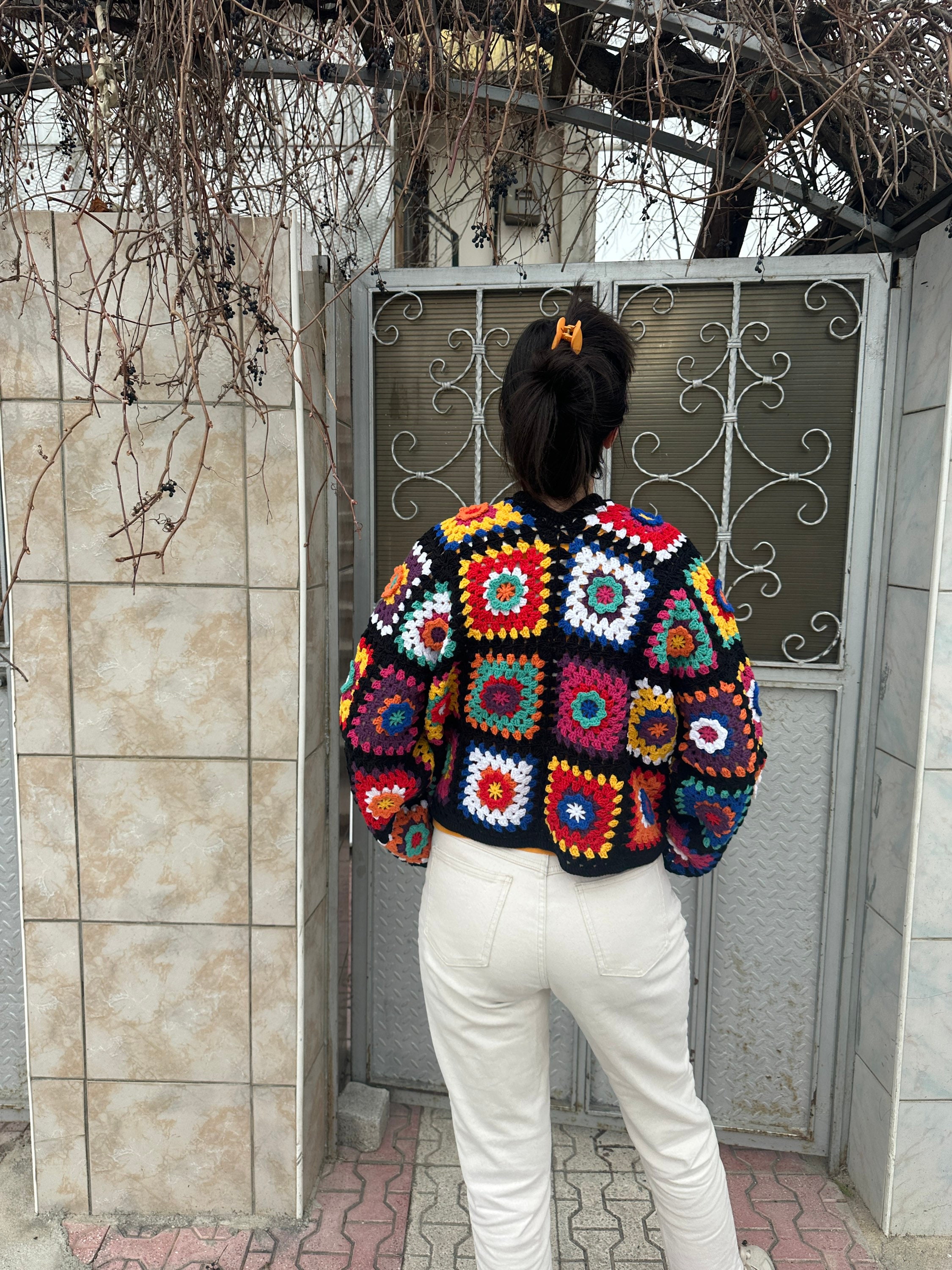 Ready to Ship - Granny Square Sweater, Patchwork Jacket, Afghan Boho Floral Sweater, Crochet Card... — photo 2 of 10