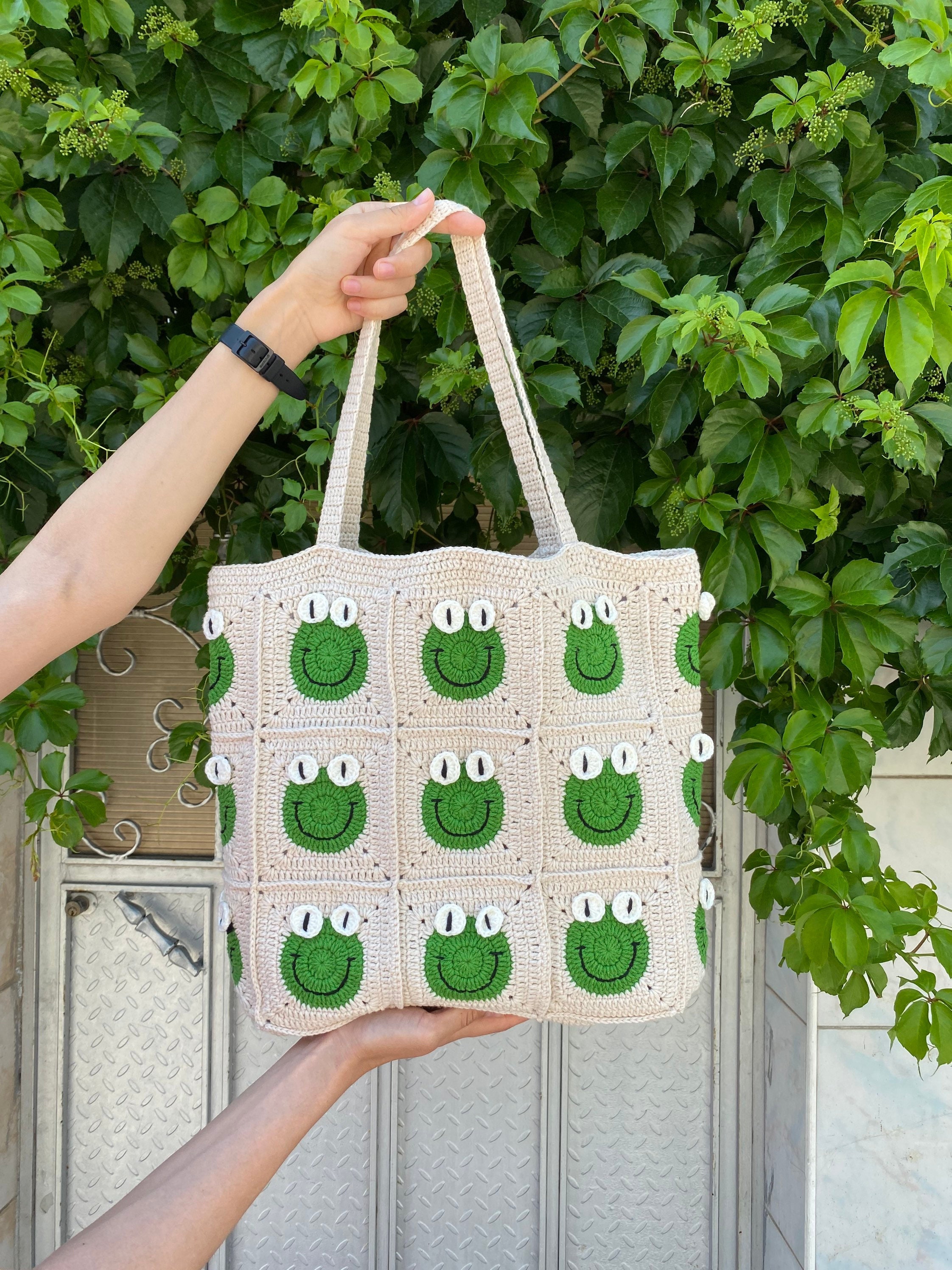 Smiley Face Crochet Bag, Granny Square Bag, Crochet Tote Purse, Summer Bag, Smiley Knitting Croch... — photo 3 of 10