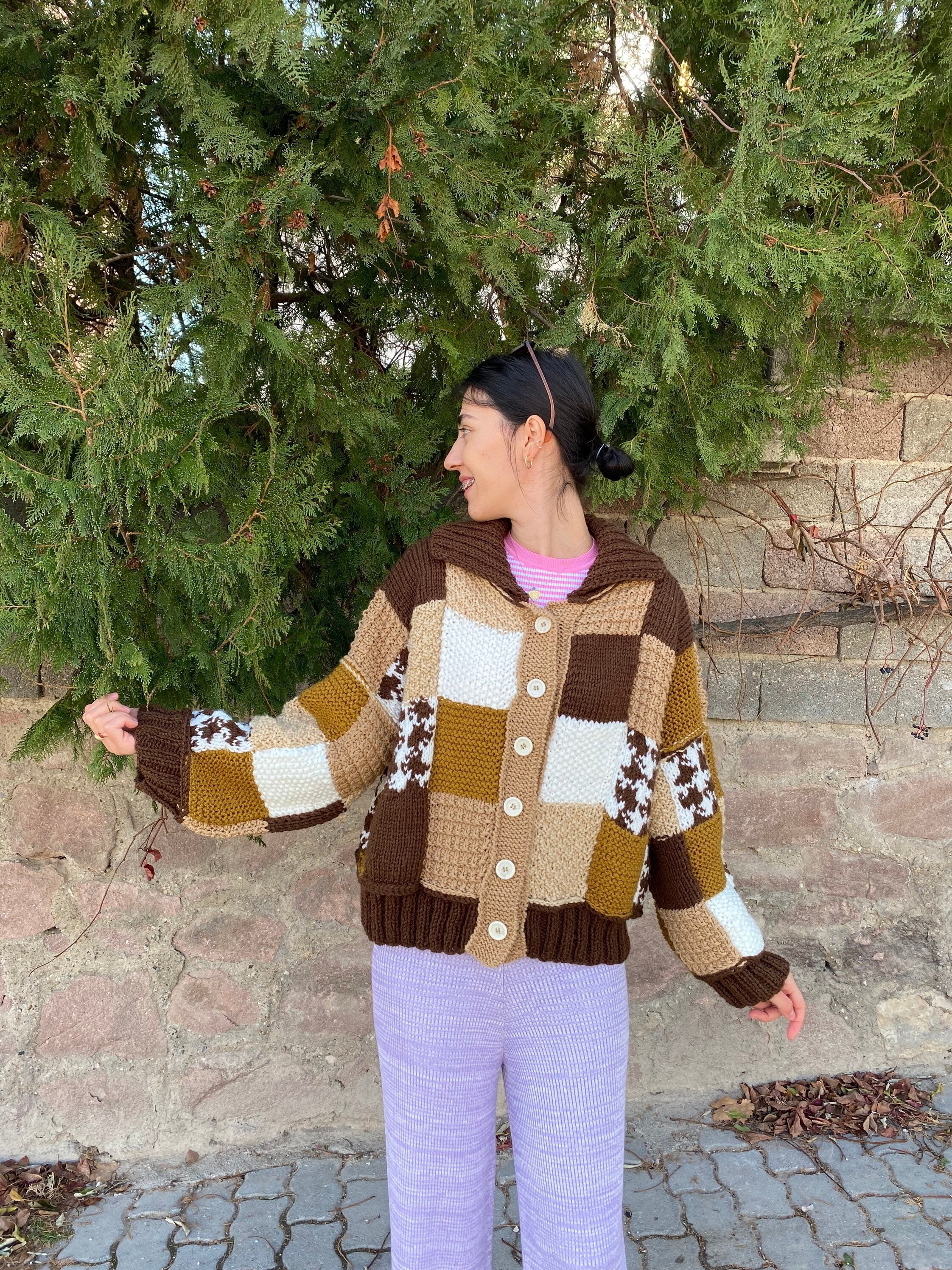 Unique Knit Cardigan, Harry Styles Cardigan, Patchwork Jacket, Harry Styles Sweater, Oversized Me... — photo 4 of 10