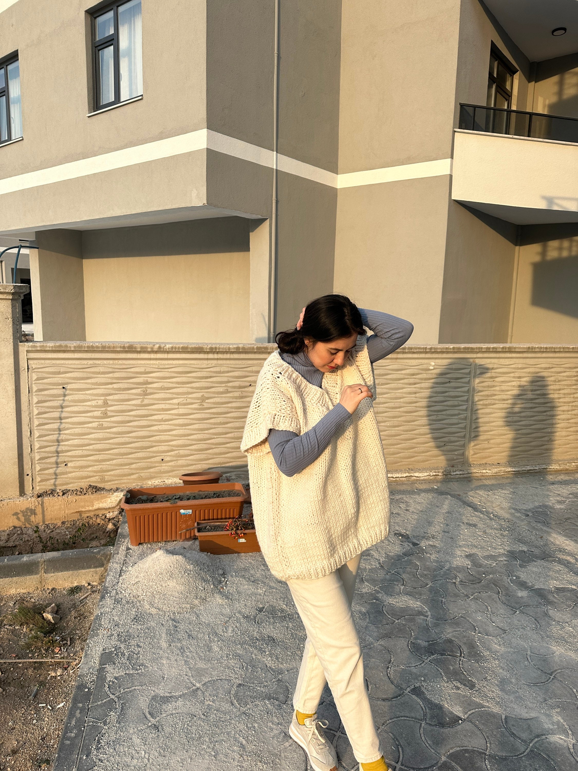 Unisex Oversized Vest, Knit Sweater, Oversized Knitwear, Unique Knitted Sweater, Trendy Pullover ... — photo 4 of 10