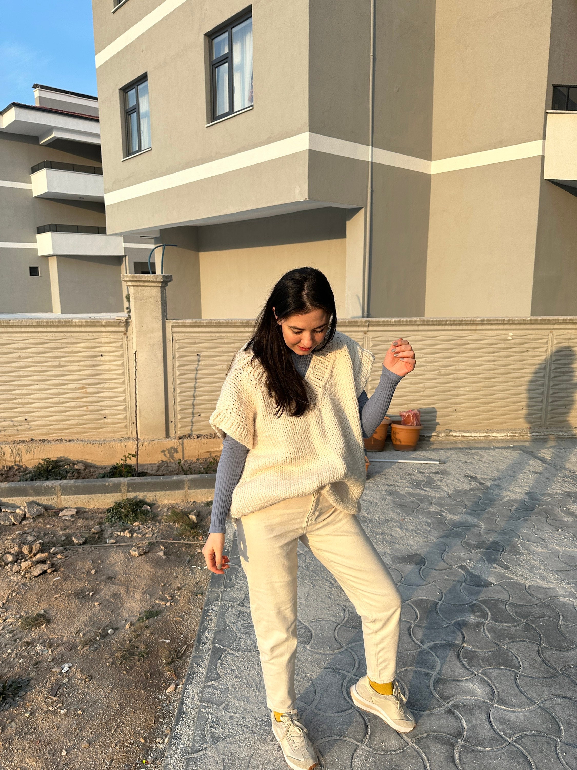 Unisex Oversized Vest, Knit Sweater, Oversized Knitwear, Unique Knitted Sweater, Trendy Pullover ... — photo 6 of 10