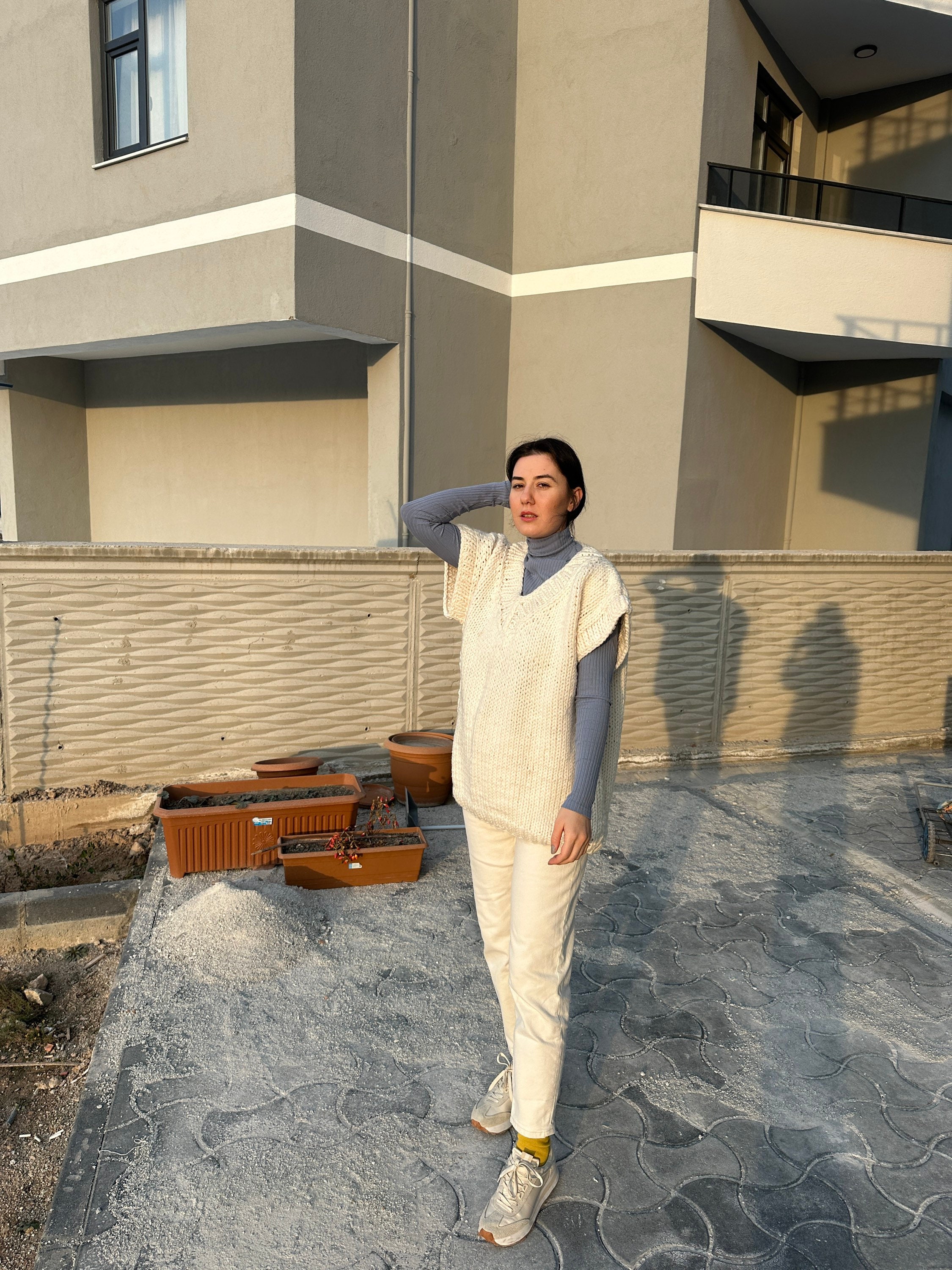 Unisex Oversized Vest, Knit Sweater, Oversized Knitwear, Unique Knitted Sweater, Trendy Pullover ... — photo 7 of 10