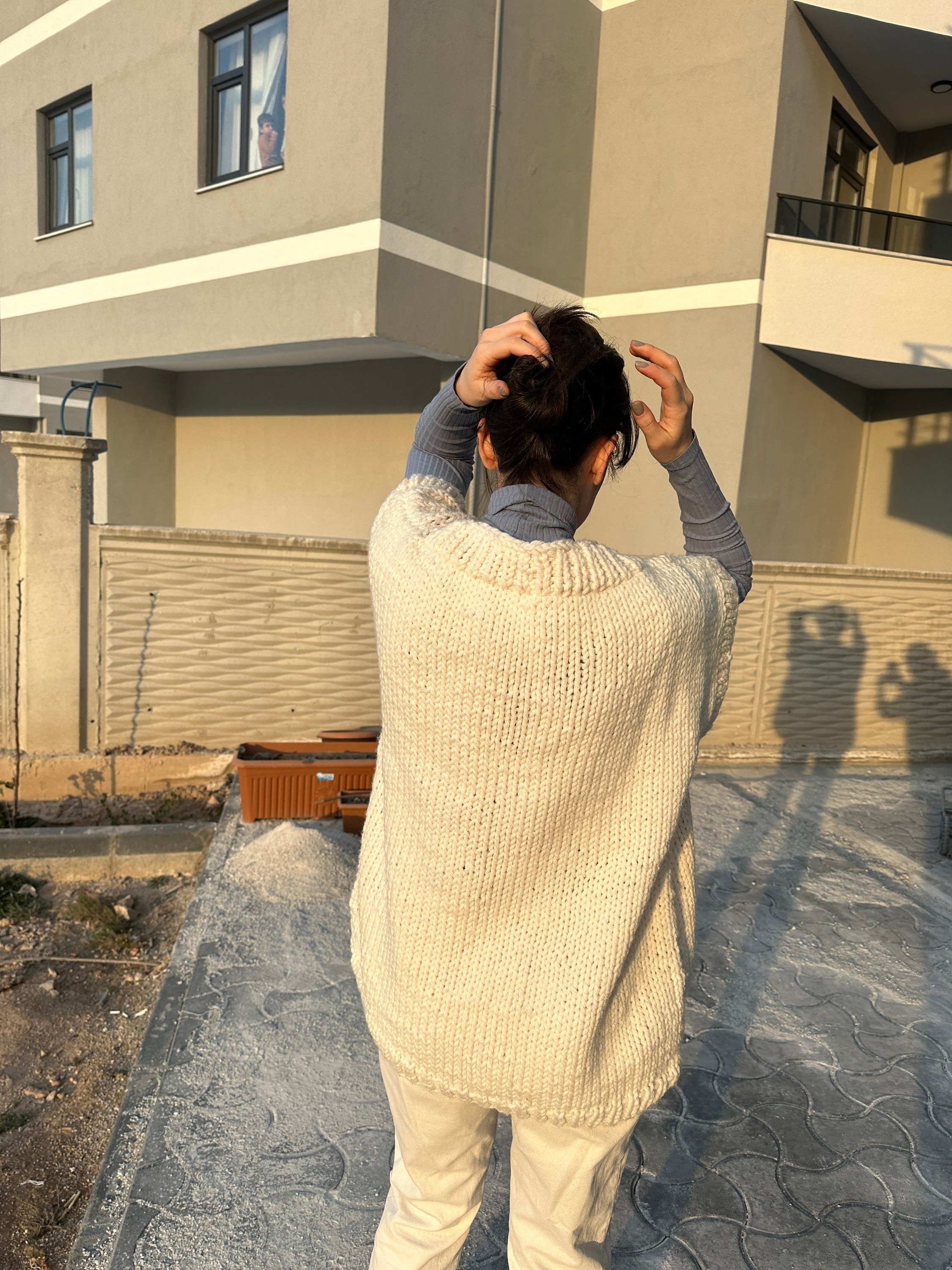 Unisex Oversized Vest, Knit Sweater, Oversized Knitwear, Unique Knitted Sweater, Trendy Pullover ... — photo 5 of 10