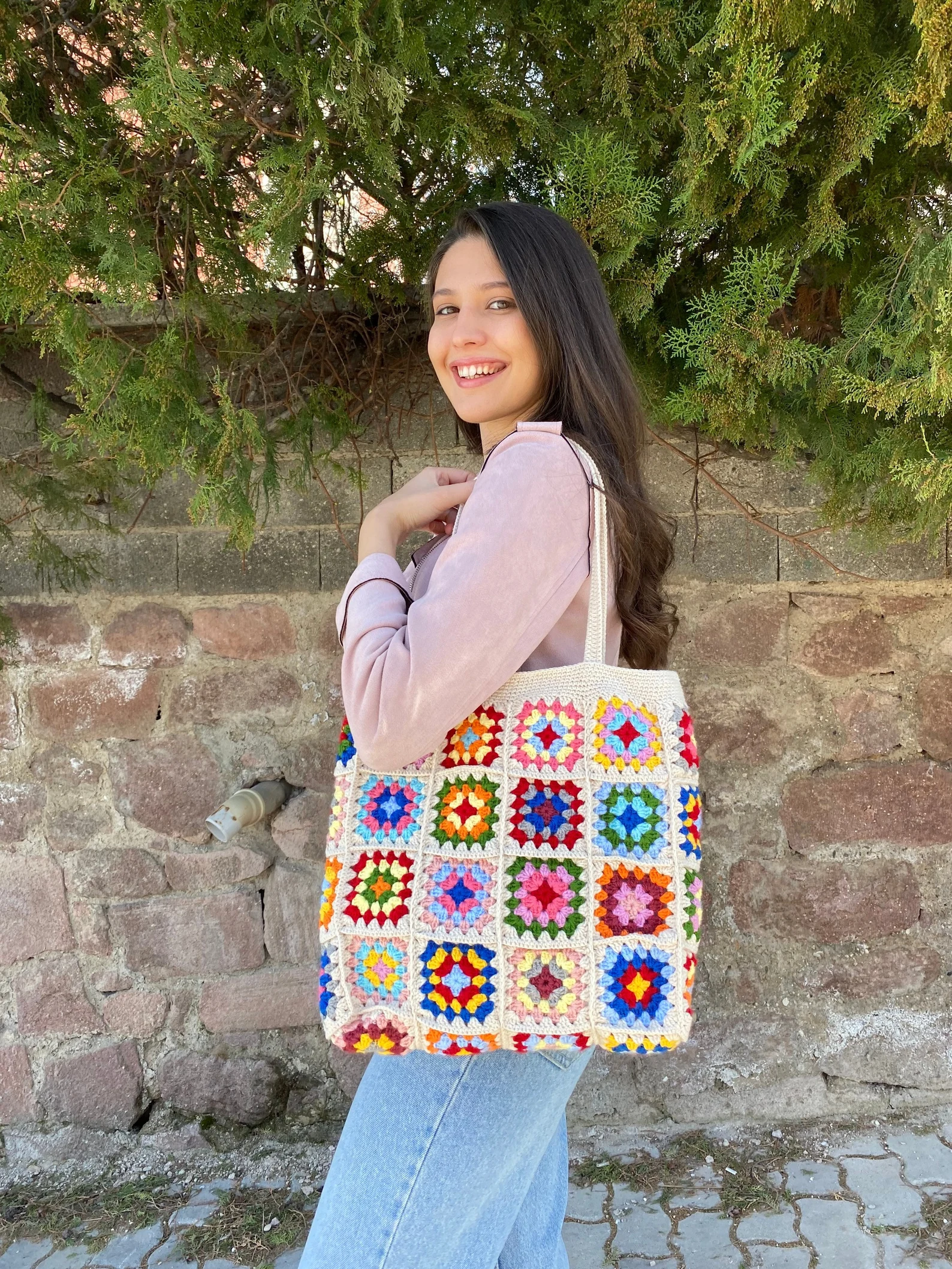 Bohemian Bag Retro Bag Crochet Afghan Purse Crochet Bag Afghan Hippie Bag Crochet Tote Bag Granny Square Bag Summer Bag Beach Bag
